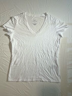 Armani Exchange White V-Neck Women's Tee